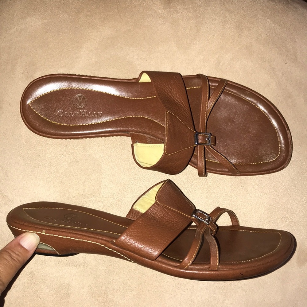 Cole Haan Brown Leather Slide Sandals